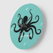 タコのシルエットThunder_Cove ラージ壁時計 (傾斜)