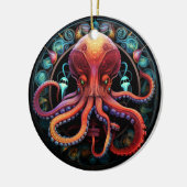 タコのステンドグラスの陶器の木飾り セラミックオーナメント (左)