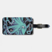 タコのティール（緑がかった色）ヴィンテージマップインク ラゲッジタグ (裏面横)