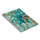 タコのティール(緑がかった色)ヴィンテージマップ水の色 ノートブック (右側)