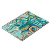 タコのティール(緑がかった色)ヴィンテージマップ水の色 ノートブック (左側)