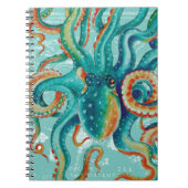タコのティール（緑がかった色）ヴィンテージマップ水の色 ノートブック (正面)