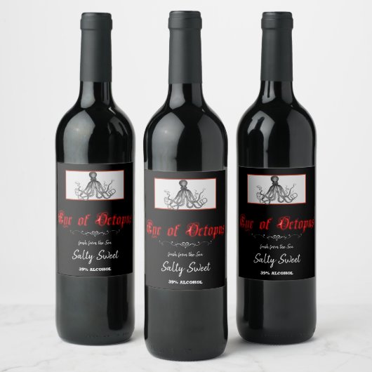タコのハロウィンおもしろい ワインラベル (ボトル)