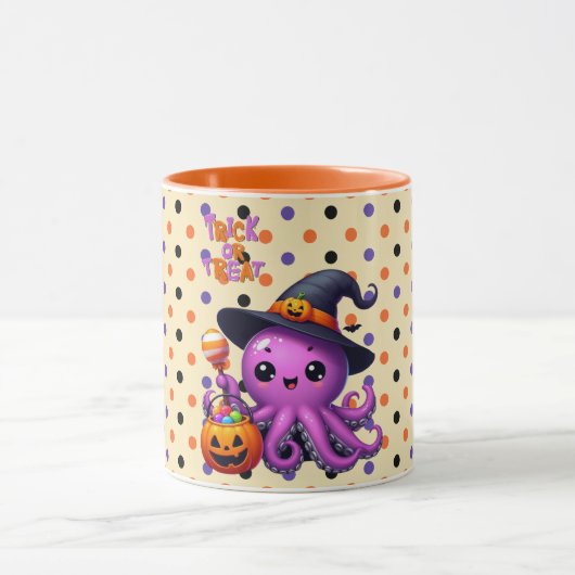 タコのハロウィーンをトリックまたは治療する マグカップ (中央)