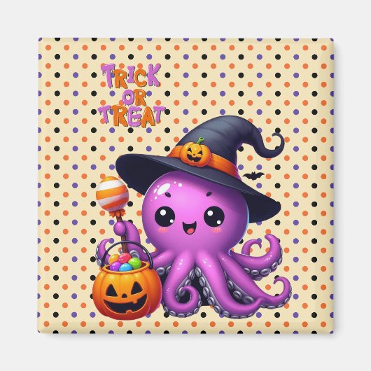 タコのハロウィーンをトリックまたは治療する マグネット (正面)