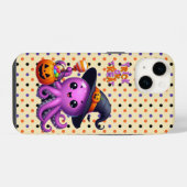 タコのハロウィーンをトリックまたは治療する iPhoneケース (裏面横)