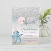 タコのバルーン シルバー ボケ 赤ちゃんのシャワー 招待状 (スタンド正面)