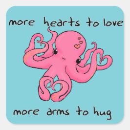 タコのバレンタインデーのステッカーバレンタイン スクエアシール