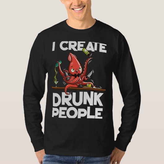タコのバーテンダー私が人を作飲る Tシャツ (正面)