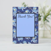 タコのブルー オクトパス ブルー 子供服&装飾 サンキューカード (スタンド正面)