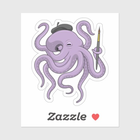 タコのペイ絵を描ントブラシ シール (シート)