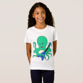 タコのミュージシャン ギター 音楽 Tシャツ (正面フル)