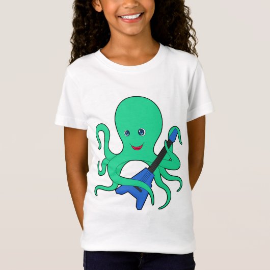 タコのミュージシャン ギター 音楽 Tシャツ (正面)