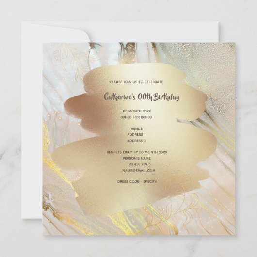 タコのモダン金ゴールドのフェイク海サン航海のゴ 招待状 (裏面)