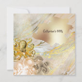 タコのモダン金ゴールドのフェイク海サン航海のゴ 招待状 (正面)