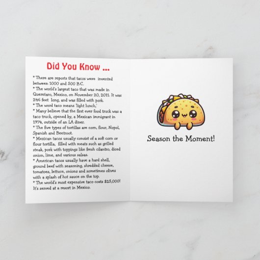 タコの全国日おめでとう! 10月の最初の火曜日 カード (内部)