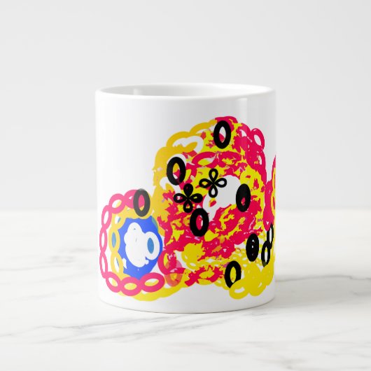 タコの喜びの夏の遊び ジャンボコーヒーマグカップ (正面)