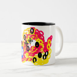 タコの喜びの夏の遊び ツートーンマグカップ
