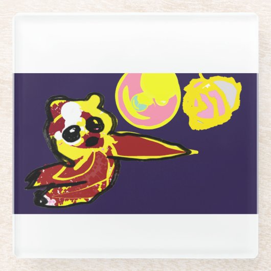 タコの喜び ガラスコースター (正面)