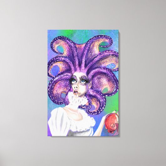 タコの女性と金魚のキャンバスプリント - 絵画 キャンバスプリント (正面)