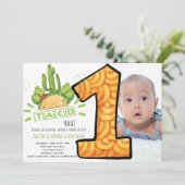 タコの対一 | ファースト誕生日フィエスタフォト 招待状 (スタンド正面)