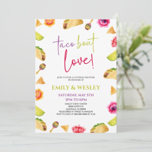 タコの恋だ！フィエスタ結婚のカップルのシャワー 招待状 (スタンド正面)