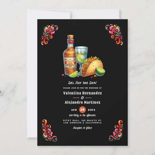 タコの愛について:フィエス鮮やかタ結婚の 招待状 (正面)