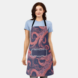 タコの水彩パタカラフルーン エプロン