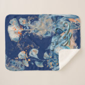 タコの水彩海ライフネービーオレンジ金ゴールド シェルパブランケット (正面(横))