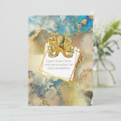 タコの水彩画 ゴールド ブルー ブラウン 海洋 招待状 (スタンド正面)