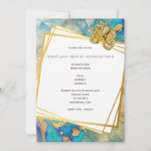 タコの水彩画 ゴールド ブルー ブラウン 海洋 招待状 (裏面)