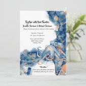 タコの水色ビーチ結婚式沿岸海生活 招待状 (スタンド正面)