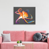 タコの海の水彩画アート キャンバスプリント (インサイチュ (リビング))