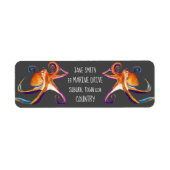 タコの海の水彩画アート ラベル (正面)