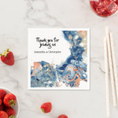 タコの海の生き物ネイビーブルーオレンジの海洋生物 スタンダードカクテルナプキン (インサイチュ)