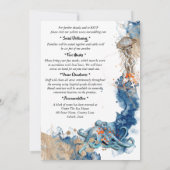 タコの海洋ネイビーオレンジのビーチシーウェディング 招待状 (裏面)