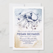 タコの海洋ビーチベイビーシャワー 招待状 (正面)