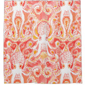 タコの珊瑚の航海のでお洒落な水彩画のプリント シャワーカーテン (正面)