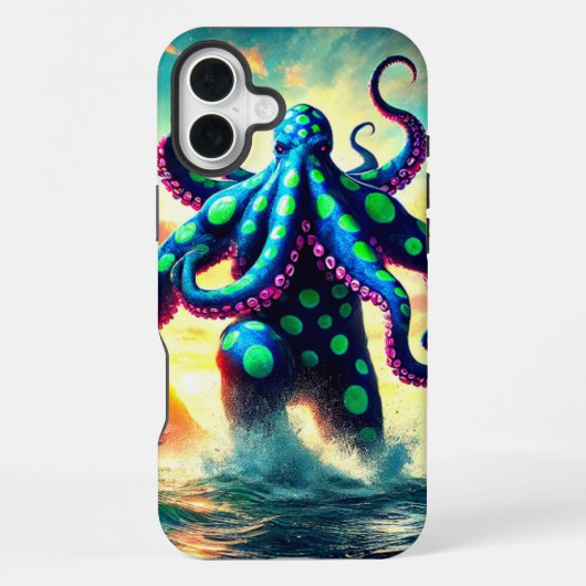 タコの生き物の電話箱 iPhoneケース (裏面)