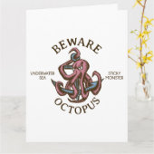 タコの生き物航海のの触手の怪物に注意 カード (黄色い花)
