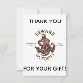 タコの生き物航海のの触手の怪物に注意 サンキューカード (正面)