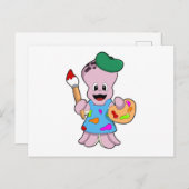 タコの画家　絵筆を持つ ポストカード (正面/裏面)