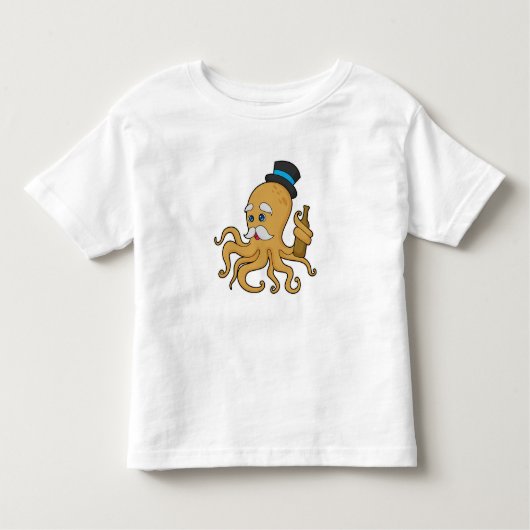 タコの紳士帽 トドラーTシャツ (正面)