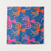 タコの継ぎ目のないカラフル型 タペストリー (正面(横))