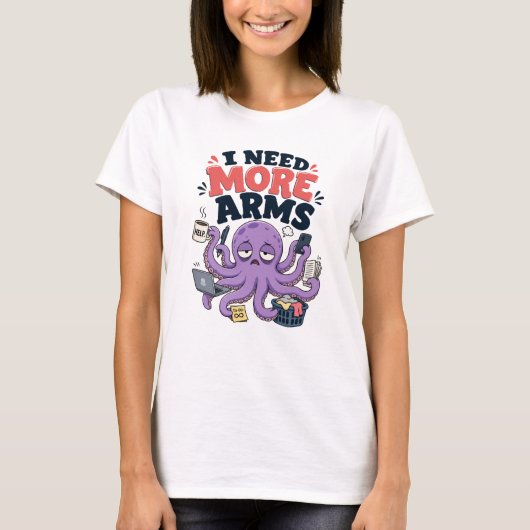 タコの腕が足りないデザイン Tシャツ (正面)