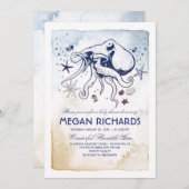 タコの航海のなビーチのベビーシャワー 招待状 (正面/裏面)