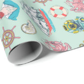 タコの船員および船と航海のなヴィンテージ ラッピングペーパー (ロールコーナー)