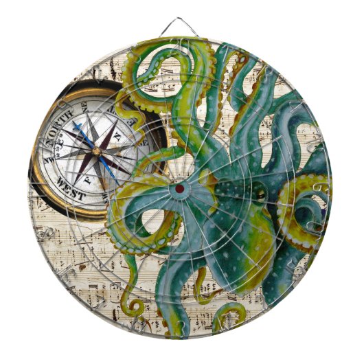 タコの触手のコンパス音楽 ダーツボード (正面)