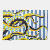 タコの触手の青い縞 キッチンタオル (横)