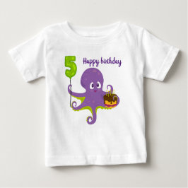 タコの誕生日おめでとう 5歳の誕生日Tシャツ ベビーTシャツ